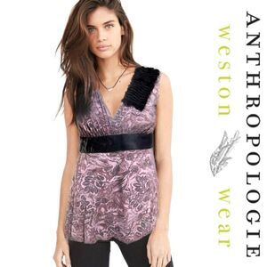 Anthropologie Weston Wear Shoulder Ruffle Plunge Tank